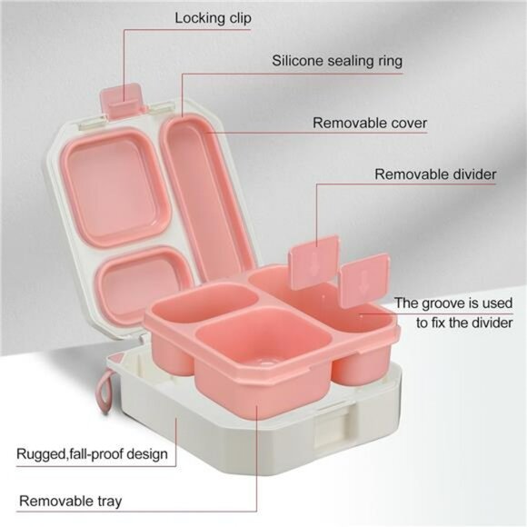 Kids bento lunch box set with thermos insulated bag leakproof food container - Picture 3 of 8